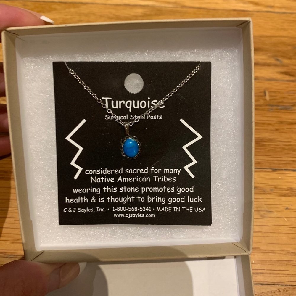 Simple turquoise pendant necklace (silver)